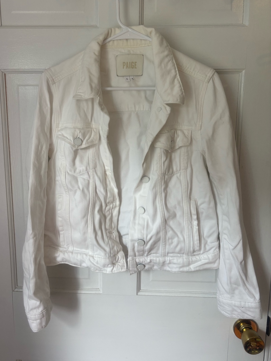 Paige Denim White Denim Jacket, Size Small (S) - Trucker Layering Casual Teacher